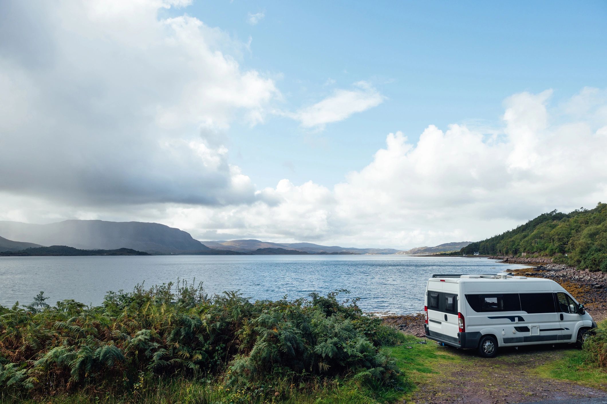 Motorhome overlooking Loch Torridon in Scotland