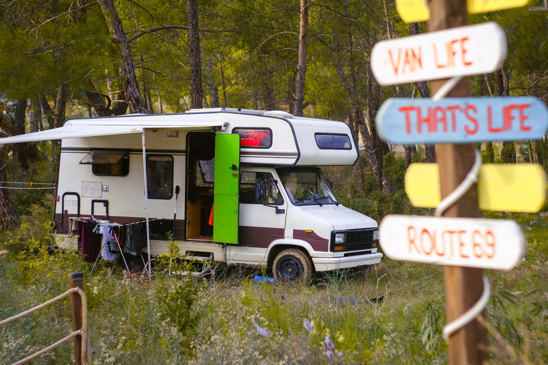 Motorhome parked in a scenic outdoor setting