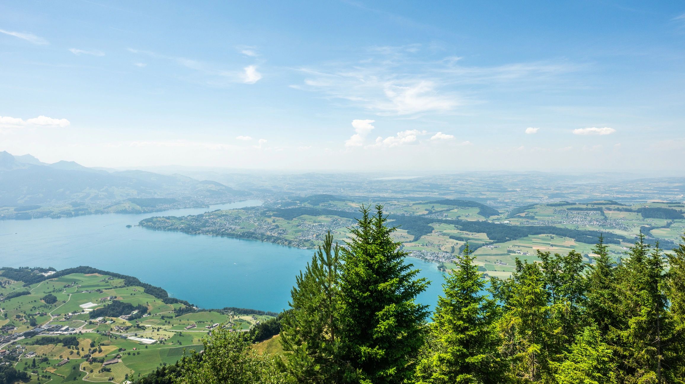 Mount rigi panorama overlooking lake lucerne and swiss alps