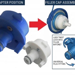 Water Filler Cap With Hose Fitting (40mm version used on fiamma - Roller Team and others hozelock type) FAP