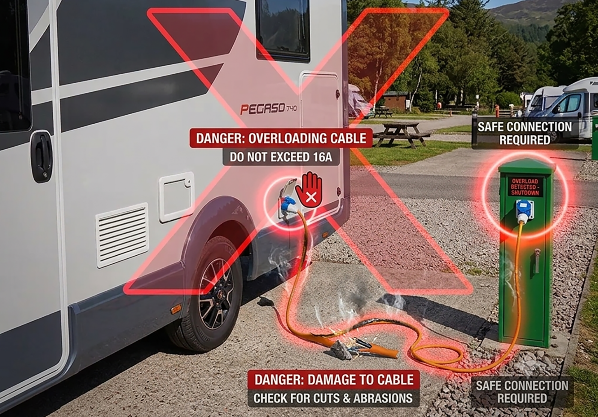 Roller Team motorhome electric hook-up safety guidance