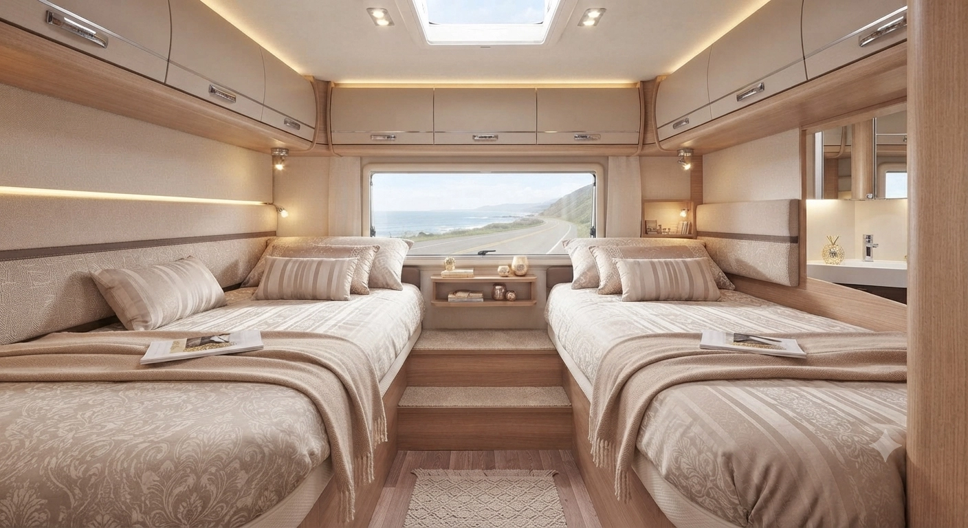 Twin single beds style interior
