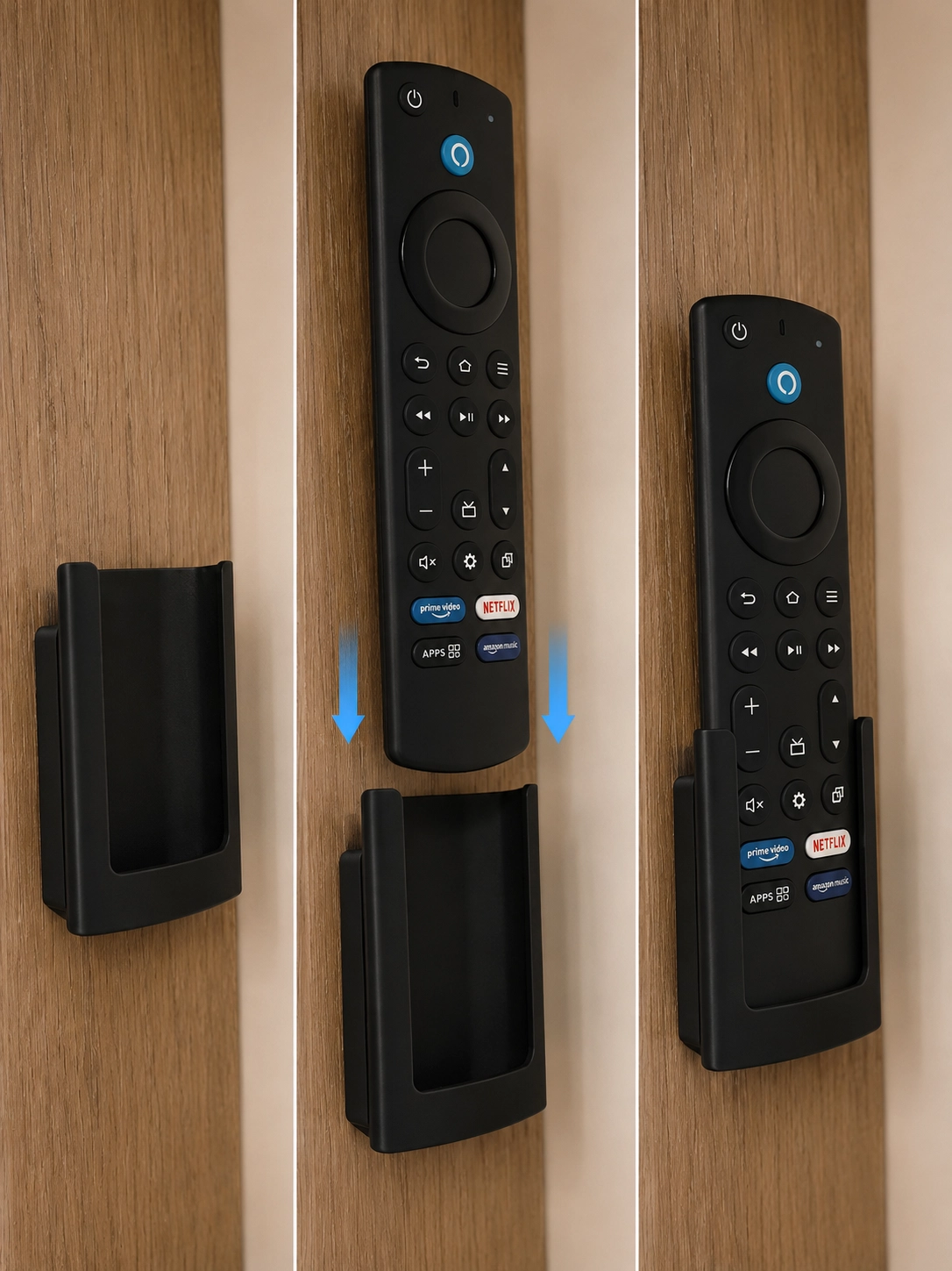 Black wall mount holder for Amazon Fire TV Stick remote for motorhomes and caravans