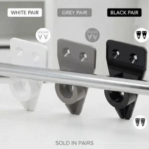 Roller Team motorhome wardrobe rail brackets pair in white, grey and black